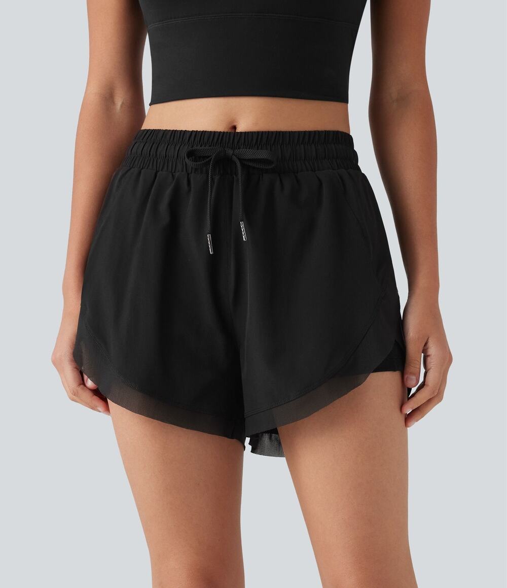 NWT Halara High Waisted Flowy Athletic Shorts Black Size M